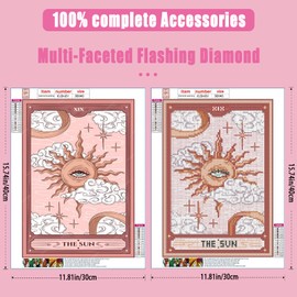 KICHANG 3Pcs Pink Tarot Diamond Painting Kits for Adults,5D Diamond Painting Diamond Art Kits,Diamond Art Diamond Painting Kits,Round Diamond Dot Full Drill Diamonds Crafts for Wall Decor&Gift-12x16in