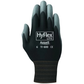 Ansell 12 Pair(1 dozen) Ansell HyFlex Lite Gloves Black/Gray Size 8 11-600-8