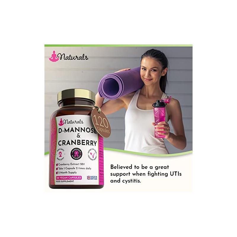 120 D-Mannose and Cranberry Capsules - (2 Months Supply) 1000mg