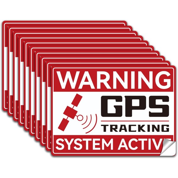 WADORN 10Pcs GPS Tracking System Warning Label Decal Sticker, PVC