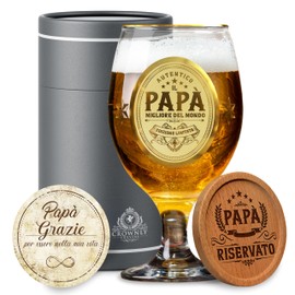 CROWNLY CRYSTAL® Regalo Papà Tazze Personalizzate Bicchieri Birra Particolari Idee Compleanno Festa Del Papà Originali Personalizzata Regalo Padre Uomo
