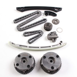 AUCERAMIC CJ5E6C524AD Timing Chain kit with VVT Camshaft Sprockets gear Fit for 2010-2019 Ford Fusion Edge Escape Explorer Lincoln MKC MKZ MKT Jaguar E/F-Pace XF XE 2.0L L4 Turbo CJ5E6C525AD