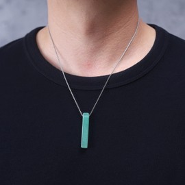 COAI Men's Women's Simple Bar Necklace Green Aventurine Necklace Healing Crystal Necklace