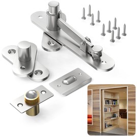 Aglehome Bisagra pivotante, bisagra de puerta oculta para puerta secreta de madera, bisagras de pivote de puerta resistente para estantería de puerta oculta, eje de 360 grados, sistema de bisagra de