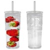 Bandesun All Glass Iced Coffee Cup With Lids and Straws，24