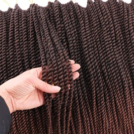 8 Packs Havana Twist Crochet Hair Senegalese Twist Medium Crochet Braid Omrbe Brown Crochet Braids Hair For Black Women 18 Inch Prelooped Twist Braiding Hair Extensions (T30#)