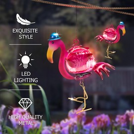 Vbioa - Luces solares colgantes de flamenco LED impermeables alimentadas para decoración de jardín al aire última intervensión, decoración única para hermana, cumpleaños, jardinería regalos para mamá