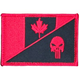 Unbranded SKULL CANADA FLAG PUNISHER BLACK OPS RED TACTICAL MILITARY HOOK MORALE PATCH