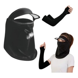 3pcs Mangas Elasticidad Protectora Uv Y Máscara Sombrero Sol
