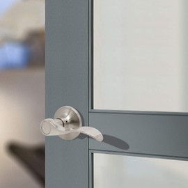 Gobrico 10 Pack Satin Nickel Keyless Wave Levers Handles Passage Door Locksets Interior Hall Closet Door Handles