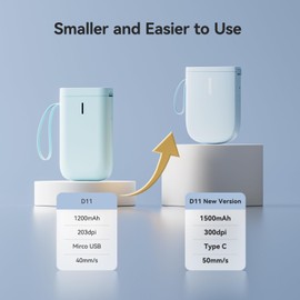 NIIMBOT D11 Upgraded Version Label Maker Machine with Tape,300DPI Bluetooth Label Printer, Portable Thermal Printer, Sticker Maker for Organizing Home Office School, Blue