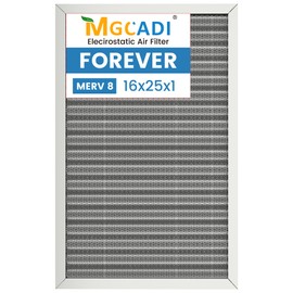 16X25x1 HVAC Furnace Air Filter, Lasts a Lifetime, Washable, Merv 8, the Last HVAC Filter You Will Ever Buy, Breathe Safely at Home or in the Office