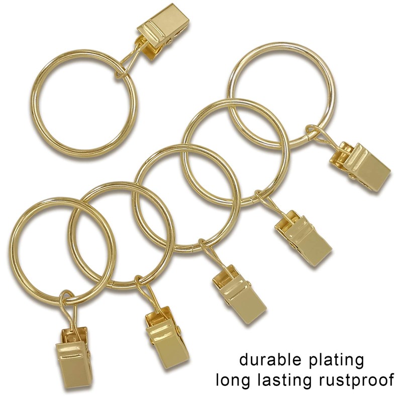 AMZSEVEN 40 Pack Curtain Rings with Clips, Drapery Clips Rings,