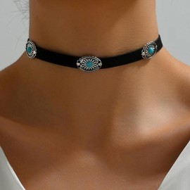 72ore Black Choker Boho Western Flower Black Chokers Trendy Daisy Necklace for Women 2025 Birthday Jewelry Gifts Party Dresses Accessories