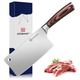 KEEMAKE Cleaver Knife 7 inch, Meat Knife Heavy Duty with German High Carbon Stainless Steel 1.4116 Chopper Knife, Vegetable knife with Ergonomic Pakkawood Handle Chinese Chef Knife