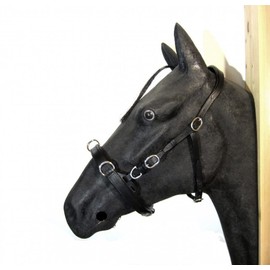 PS Pferdeartikel VARIADO 5-Way Adjustable Leather Cavesson - Anatomically Soft Padded Size Full - Black with Gold Fittings