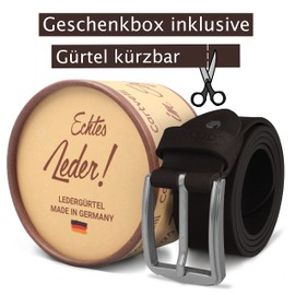 Cartvelli Vintage Men's Leather Belt 40 mm Made in Germany with Gift Box - Genuine Leather Belt Clasp Silver, dark brown