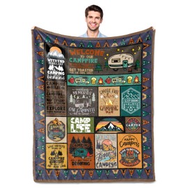 Camping Gifts for Women/Men, Camping Blanket for Camping Lovers, Camping Lovers Gift Ideas, Campevan Gift Accessories, Campsite Outdoors Couch Travel Hiking Bed Sofa, Camper Outdoor Blanket 150X130CM
