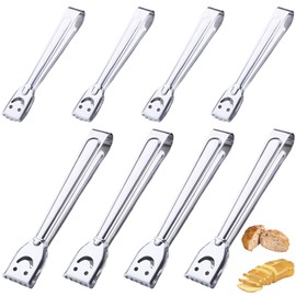 Qixuer Stainless Steel Cooking Tongs, Kitchen Heat Resistant Barbecue Utensils, Tongs, BBQ Clip, Multi-Purpose Tongs for Barbecue, Salad, Baking, Serving, Buffet, Oven, Bread (Pack of 8)