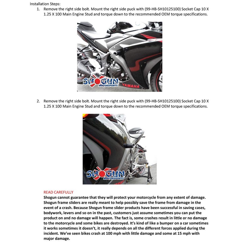 Shogun USA Made Yam YZF-R3 YZF R3 Also Fits ABS