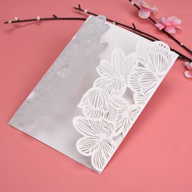Acouto - Juego de 10 tarjetas de invitación de boda talladas europeas (005), color blanco, Acouto2gkgrhz9dn-04