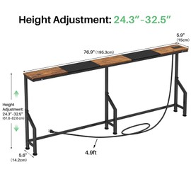 76.9" Narrow Console Table with Power Outlet for Living Room