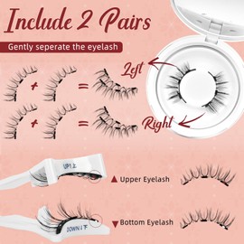 Higu clace Magnetic Eyelashes, Magnetic Eyelashes Without Eyeliner, Magnetic Eyelashes with Applicator, Eyelashes, Magnetic Natural Look, No Glue Required, Magnetic Eyelashes (SET-M)