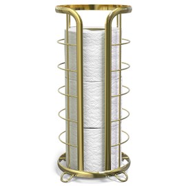 BROOKSTONE, Gold Toilet Paper Holder, Freestanding Bathroom Tissue Organizer, Minimalistic Storage Solution, Modern & Stylish Design [Holds MEGA Rolls]