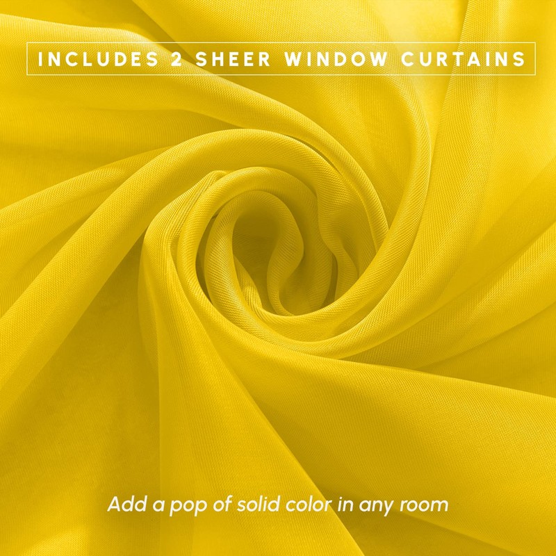 Elegant Comfort 2-Piece Sheer Panel with 2inch Rod Pocket -
