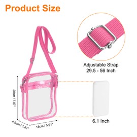 sourcing map Clear Crossbody Purse Bag, Stadium Approved Clear Waterproof Backpack Shoulder Bag with Front Pocket for Men and Women, Stadium Events, Concerts, Sports Festivals, Pink 15x4.6x20cm