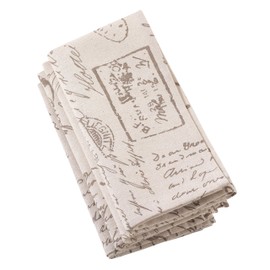 Fennco Styles Old Fashioned Script Print Design Napkin (20"x20" Napkin-Set of 4)