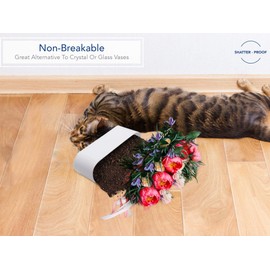 Royal Imports Flower Vase Acrylic Oval - Decorative Centerpiece for Home or Wedding - Non Breakable Plastic, 4" X12 Short Rounded - White