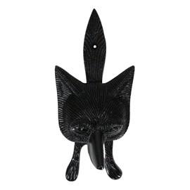 Ebros Gift Black Powder Coated Metal Rustic Whimsical Chibi Fox Door Knocker Sculpture with Striking Plate 9" H Foxes Home Decorative Garden Cottage Accent