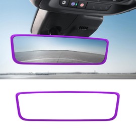 Ohleats Car Rear View Mirror Protector Frame, Silicone Auto Rearview Edge Protection Cover Compatible with Model 3 Model Y, Interior Rear View Trim Frame Decoration, Car Accessories (Purple-1PCS)