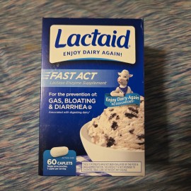 LACTAID Fast Act Lactose Enzyme Supplement 60 Caplets  Exp 05/27