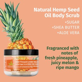 Hempz- Exfoliante corporal de azúcar HEMPZ Exfoliante totalmente natural con manteca de karité, azúcar y sal - Para mujeres, hombres y niños