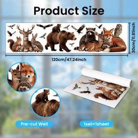ANATTASOUL Forest Animals Window Clings for Home Decor(47.24" x 11.8")