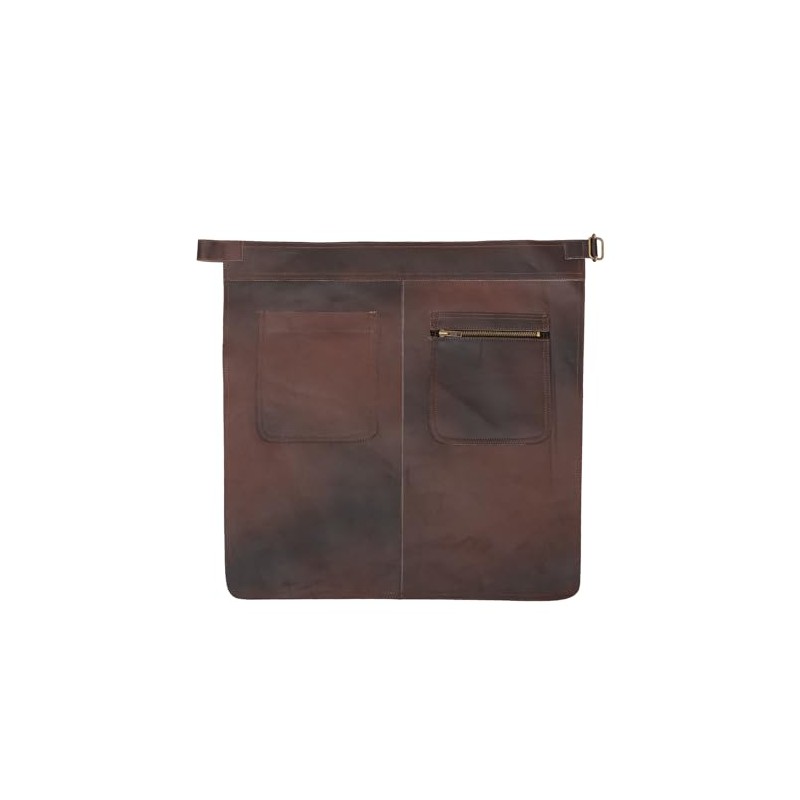 Tanner london Leather Workshop Apron with Multiple Pockets, Brass Hardware,