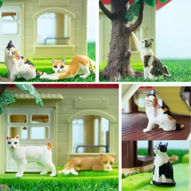 TOYMANY 8 Piece Cat Figurine, Animal Figure, Cute Cat, Realistic Animal Model, Cat Model, Popular Animals, Toys, Birthday Gift, Christmas, New Year, Ornaments, Collection, Ages 6 and Up