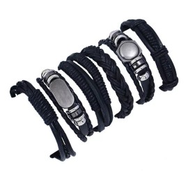 Mafab Pulsera Cuero Piel Bohemia Vintage Punk Varios 6 Piezas