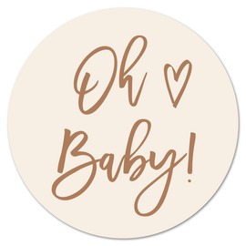1.5" Round Oh Baby Stickers - Set of 60 (Latte)
