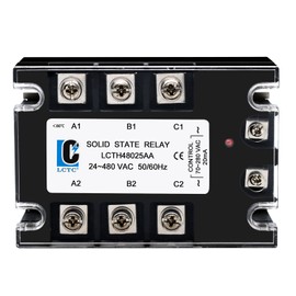 LCLCTC 3 Phase Solid State Relay SSR-25AA AC to AC (Input70-280V AC Output 24-480V AC) Solid State Switch 240Vac(AC to AC 25A)