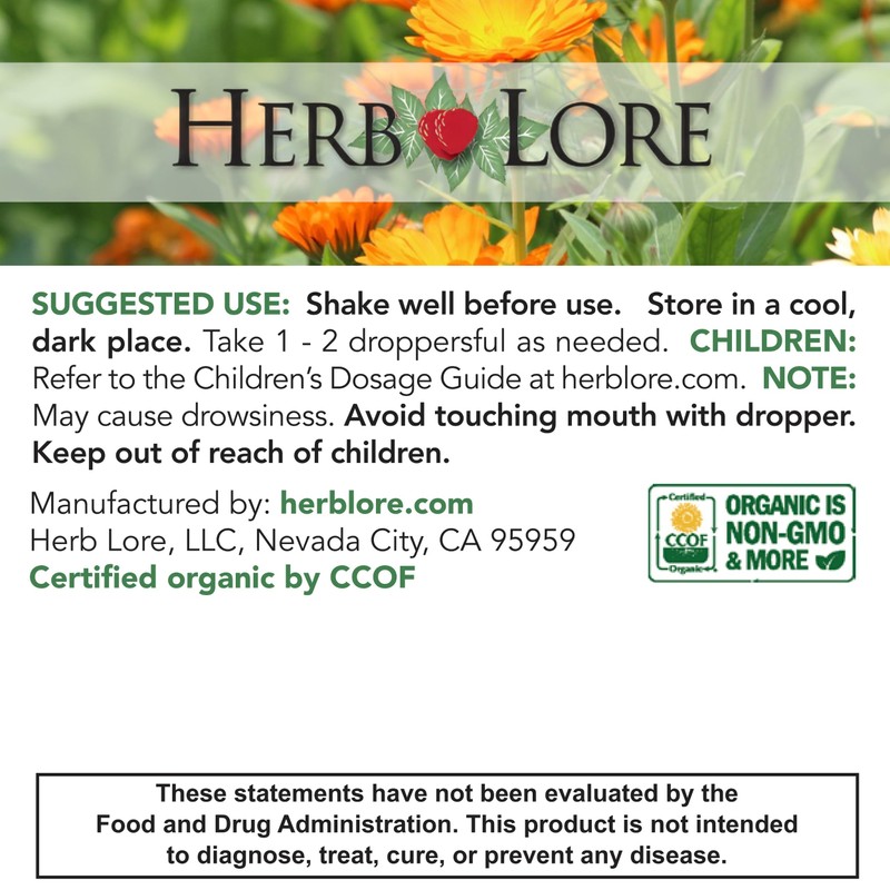 Herb Lore Relax Tincture - Organic Liquid Extract Drops with