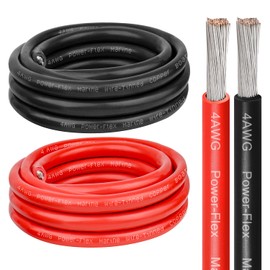 4 Gauge Marine Wire, 4 AWG Tinned Copper Electrical Wire, Boat Cable for Automotive, Solar, Car Audio, Trailer, Camper & Marine Wiring(4 AWG, 5FT Red + 5FT Black)