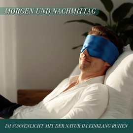 Joyhabit Silk Sleep Mask for Men and Women, Extra Large and Adjustable Eye Mask in Cloud Curve Design, for Breaks and Night Sleep, Royal Blue