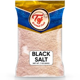 TAJ Black Salt Powder 7-Ounce (200g) | Kala Namak | Vegan & Gluten Friendly, GMO Free