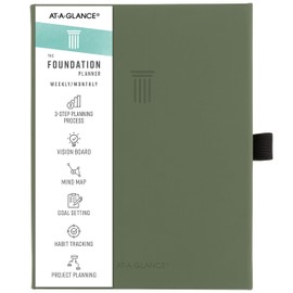 AT-A-GLANCE Foundation Planner, Undated Inspiration Journal, Set Goals, Track Progress, Create Habits, Weekly & Monthly, Small, 5-1/2" x 8-1/2, Green (FD-200-60)