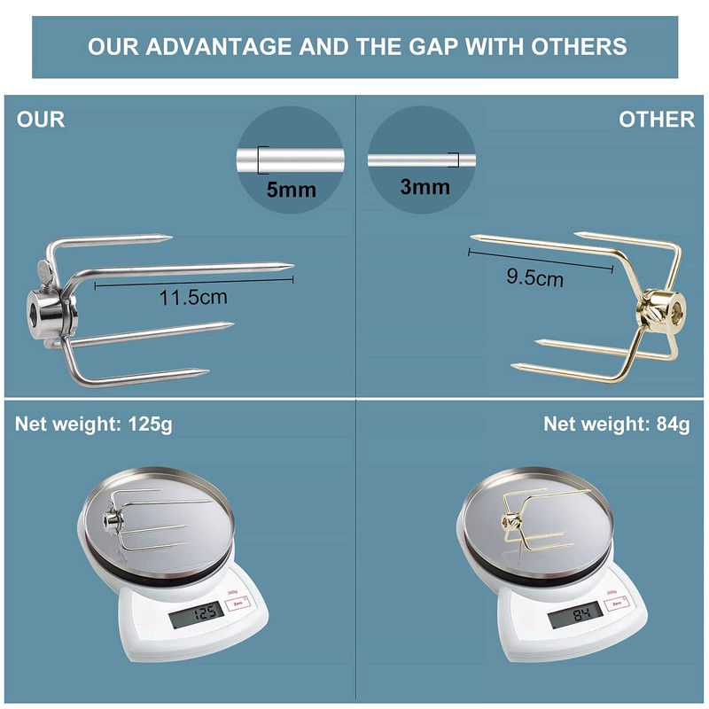 CPROSP 4 Meat Needles Stainless Steel BBQ Meat Clamp with