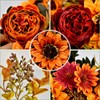 2 Bunches Autumn Artificial Flowers Sunflowers Orange Fake Peony Bouquet