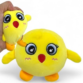 MIJOMA Cuddly Anti-Stress Squeeze Ball - Velvet Plush Squeeze Ball in Kawaii Design, Sensory Toy for All Ages Diameter 10 cm (Yellow Chick)